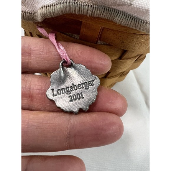 Vtg Longaberger Basket American Cancer Society Hope‎ w/ Floral Liner & Protector - Picture 6 of 10